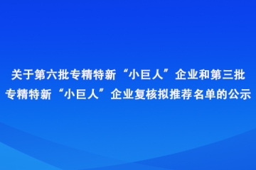 河南省：第六批專精特新“小巨人”企業(yè)和第三批專精特新“小巨人”企業(yè)復核擬推薦名單公示