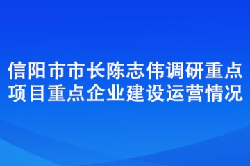 信陽市市長陳志偉調研重點項目重點企業(yè)建設運營情況