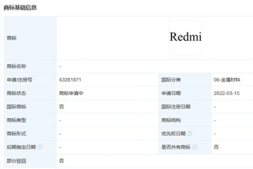 小米科技有限責(zé)任公司申請(qǐng)注冊“Redmi”商標(biāo)