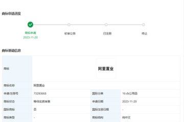 阿里巴巴（中國）有限公司申請注冊“阿里置業(yè)”商標(biāo)