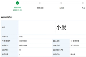 小米科技有限責(zé)任公司申請(qǐng)注冊43類“小愛”商標(biāo)