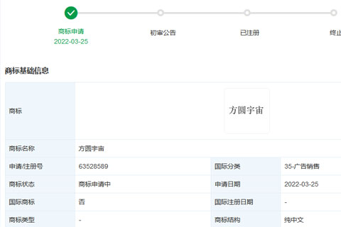 廣州王老吉藥業(yè)股份有限公司申請注冊“方圓宇宙”商標(biāo)
