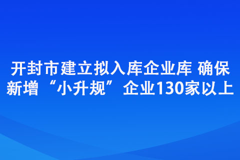 開封市建立擬入庫(kù)企業(yè)庫(kù) 確保新增“小升規(guī)”企業(yè)130家以上