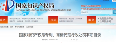 國知局發(fā)布專利、商標(biāo)代理行政處罰事項(xiàng)目錄